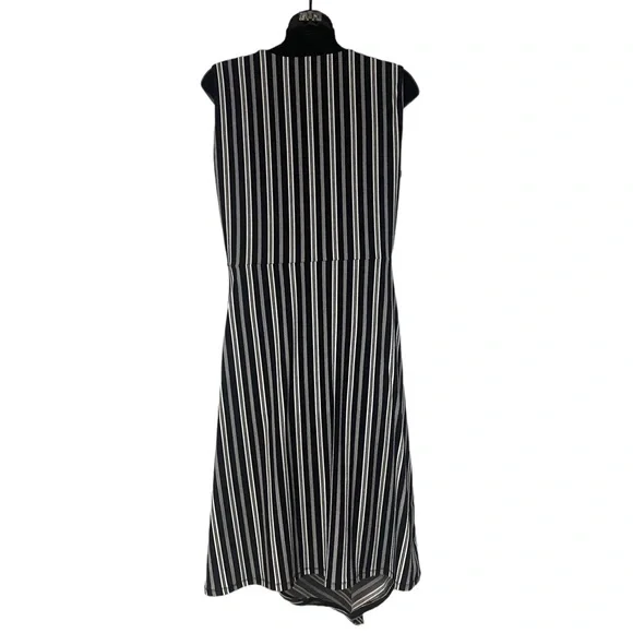 Banana Republic Factory Black and White Striped Asymmetrical Hem Dress - Picture 6 of 12